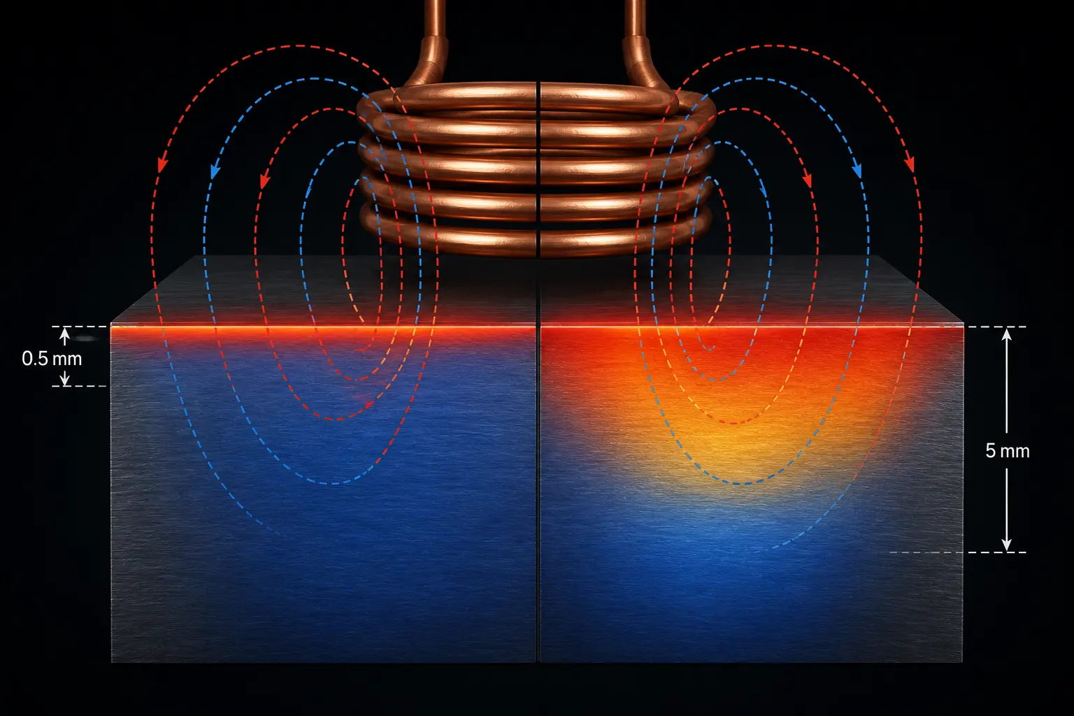 how frequency affects induction heating diagram