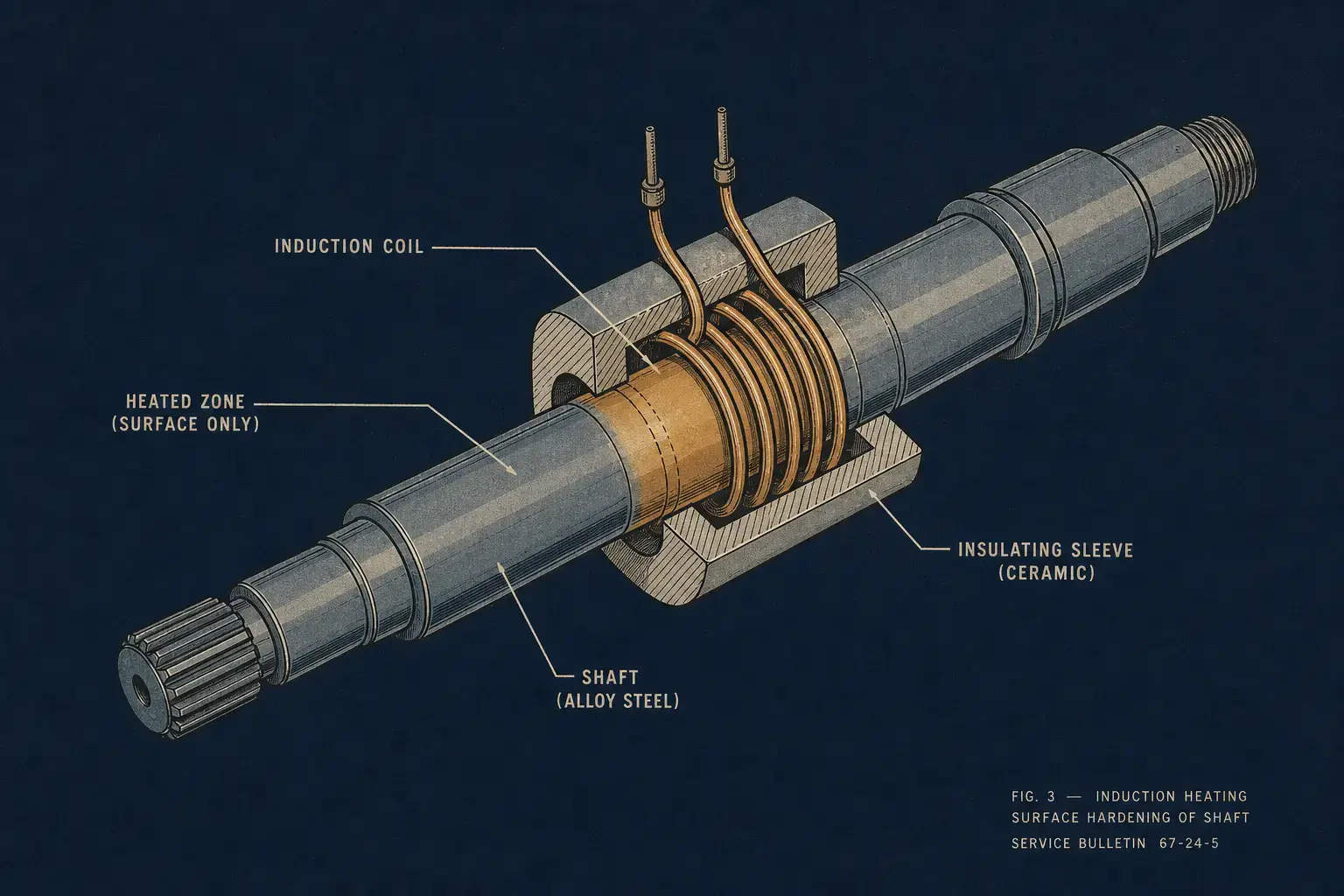 التسخين التعريفي في صناعة الطيران…Øالتطبيقاتاالتحكم في العمليةcaواختيار المعدات and Equipment Selection 4 aerospace induction coil shaft cutaway 1