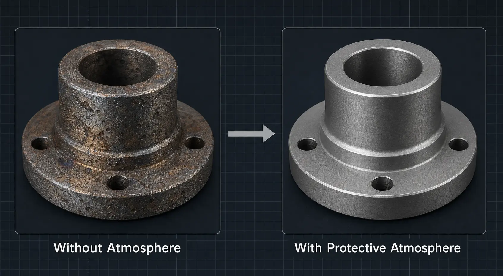 oxidation during induction heating with and without protective atmosphere comparison