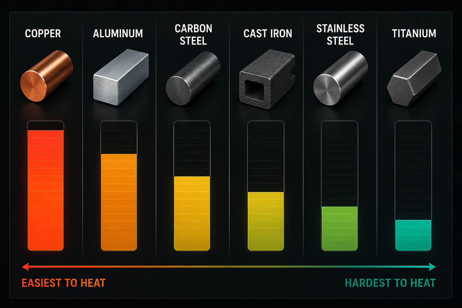 How Material Properties Affect Induction Heating Efficiency: 2 Critical Factors 3 material properties induction heating efficiency comparison chart steel copper aluminum cast iron stainless