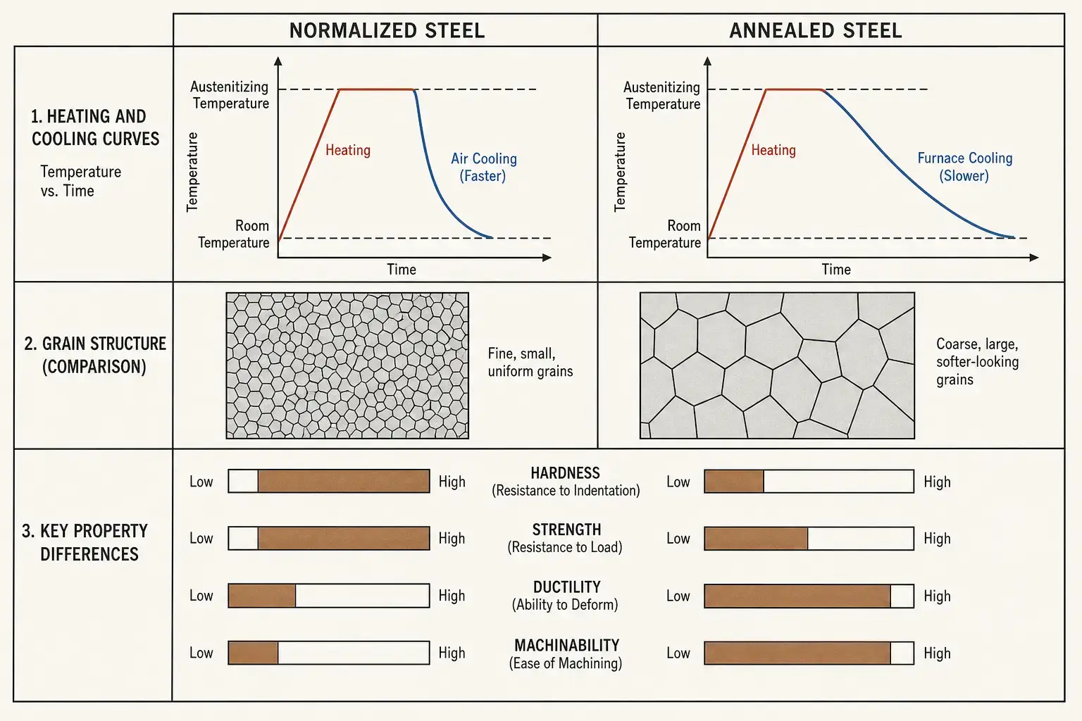 Normalizzazione tramite induzione vs ricotturattQuando usare ciascunoece quando l'induzione fa pendere la bilanciadei granithe differenze di proprietà Induction normalizing vs annealing comparison: heating curves, grain structure, and property differences