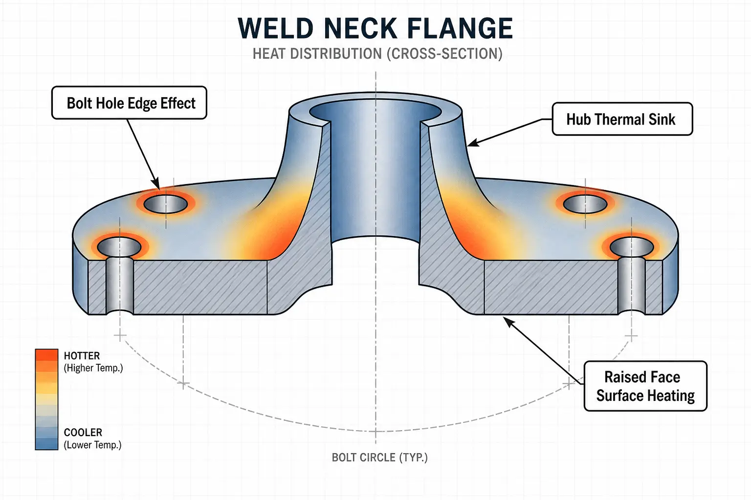 Индукционный нагрев фланцев: Руководство по процессу 20 flange uneven heat distribution diagram