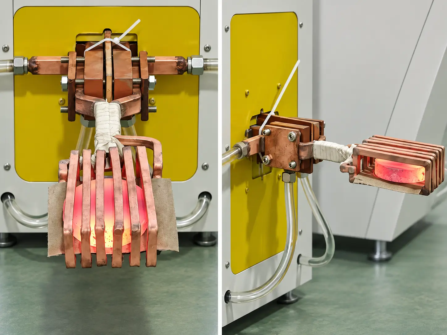آلة التسخين التعريفي للألواح الفولاذية 5 Steel plate induction heating machine coil close-up