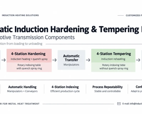 자동차 변속기 부품용 자동 고주파 담금질 및 템퍼링 라인 Automatic Induction Hardening and Tempering Line for Automotive Transmission Parts