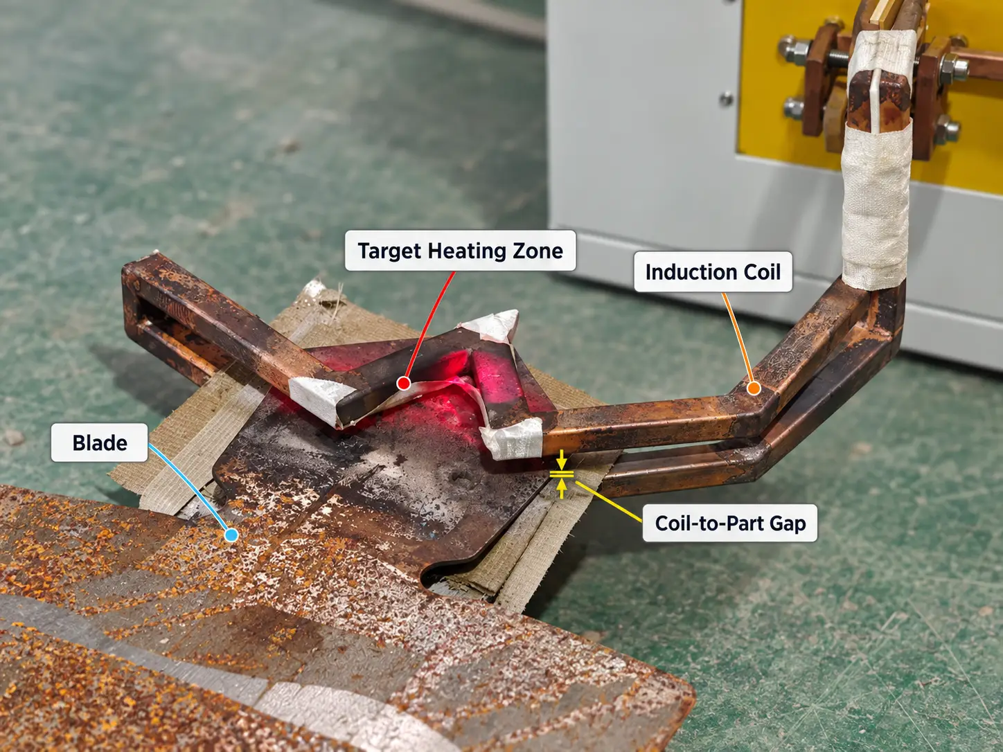 Complex blade induction hardening temperature check