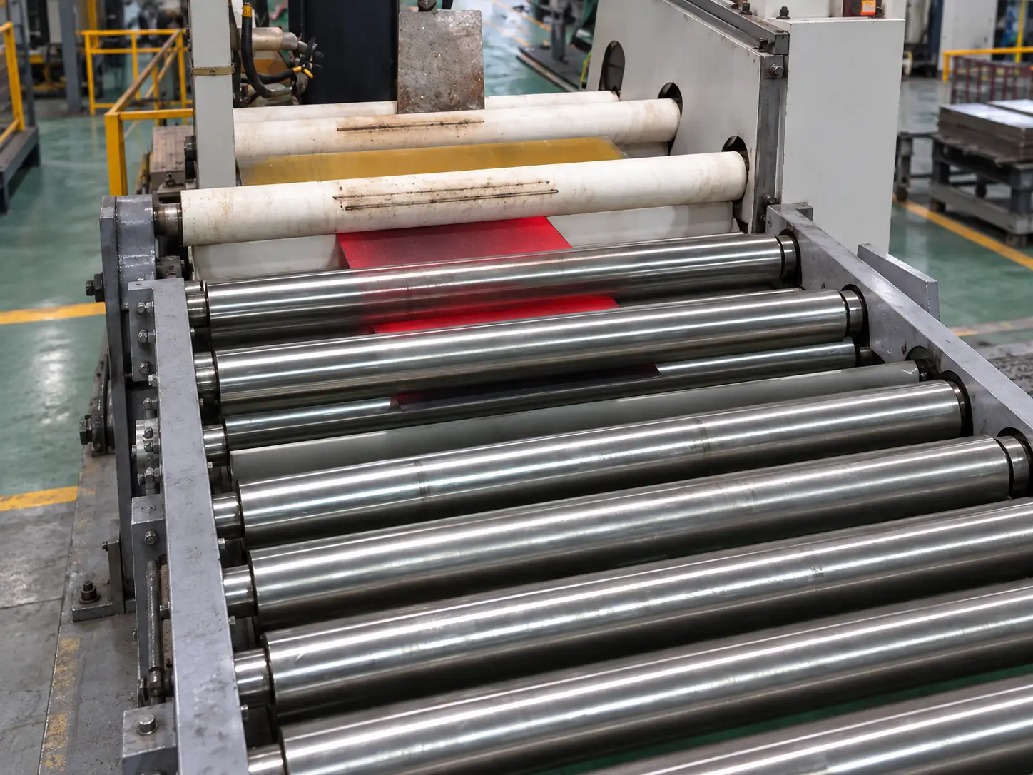 آلة التسخين التعريفي للألواح الفولاذية 6 Steel plate induction heating machine continuous roller conveyor line