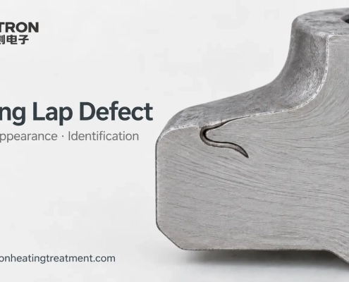 Cross-section illustration of a forging lap where surface metal folds into the forged part.