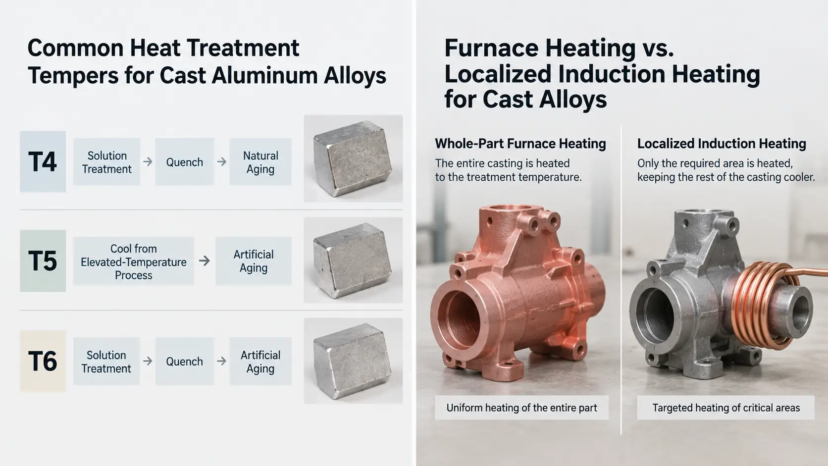 Heat treatment of cast alloys — furnace heating vs localized induction heating