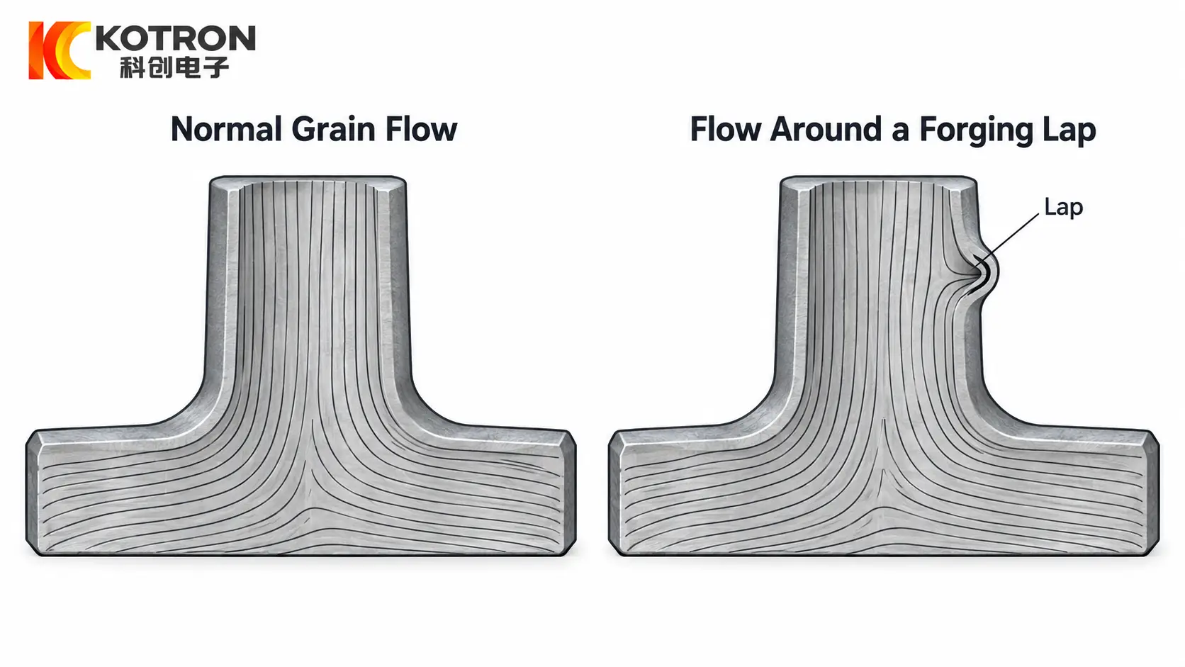 تزوير عيوب اللفةªØالأسباباالمظهر وكيفية التعرف عليهمdentify Them 4 Forging lap grain flow pattern in a forging