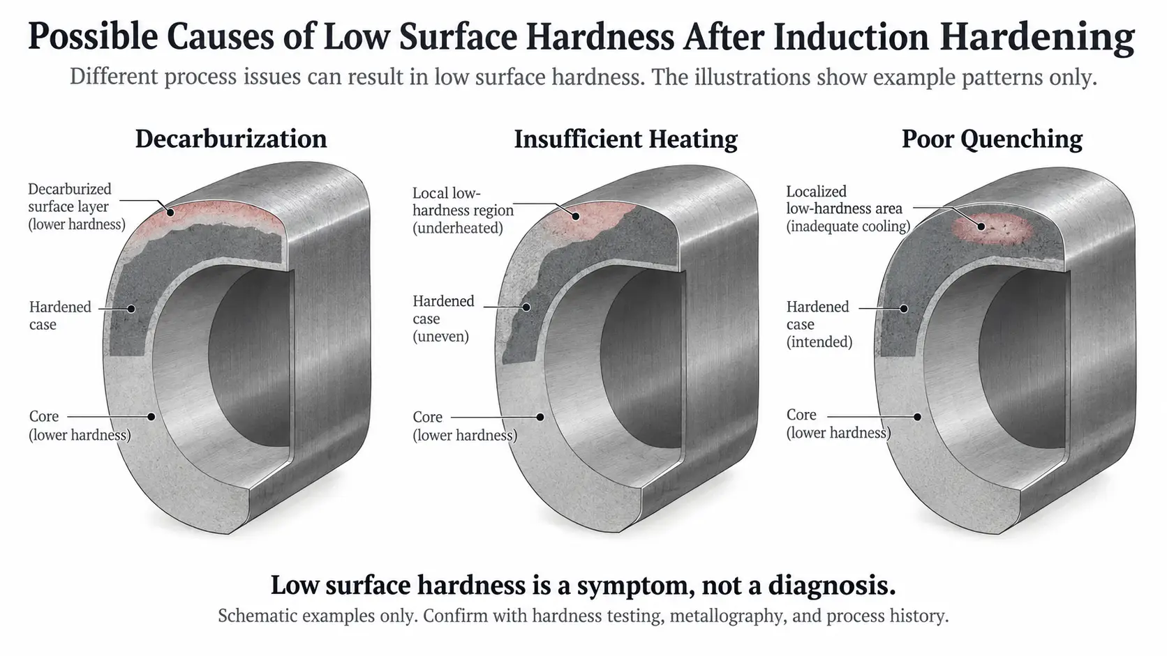 إزالة الكربنة السطحية في التصلب التعريفياالأسبابلكشفعوالتحكمأسباب انخفاض صلابة السطح Surface decarburization in induction hardening — causes of low surface hardness