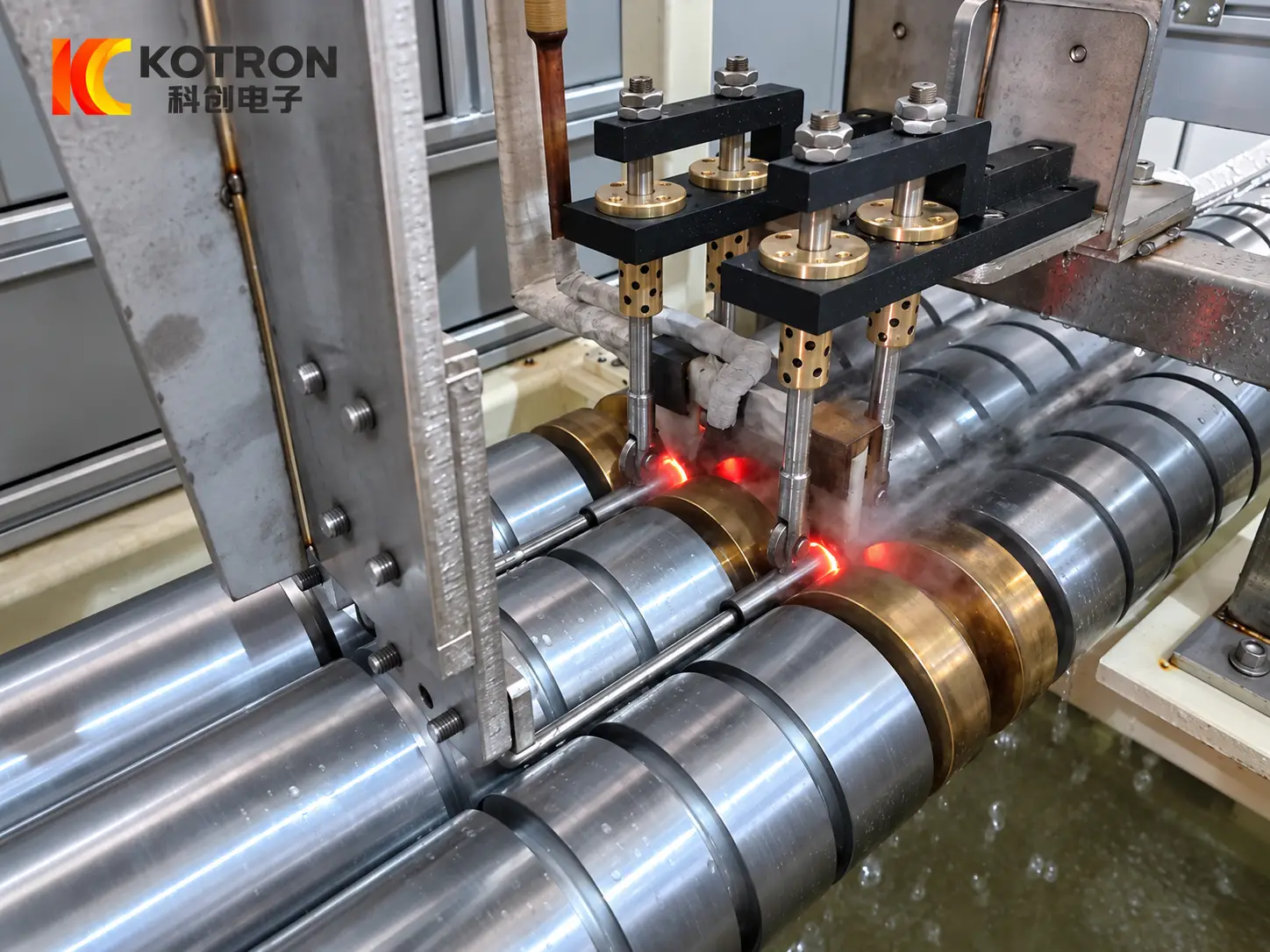 Automatische Induktionshärtelinie für Stifte und Buchsen 6 Automatic induction hardening line hardening process