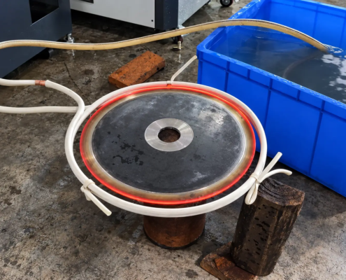 300 mm disc outer diameter induction hardening with a customized circular induction coil