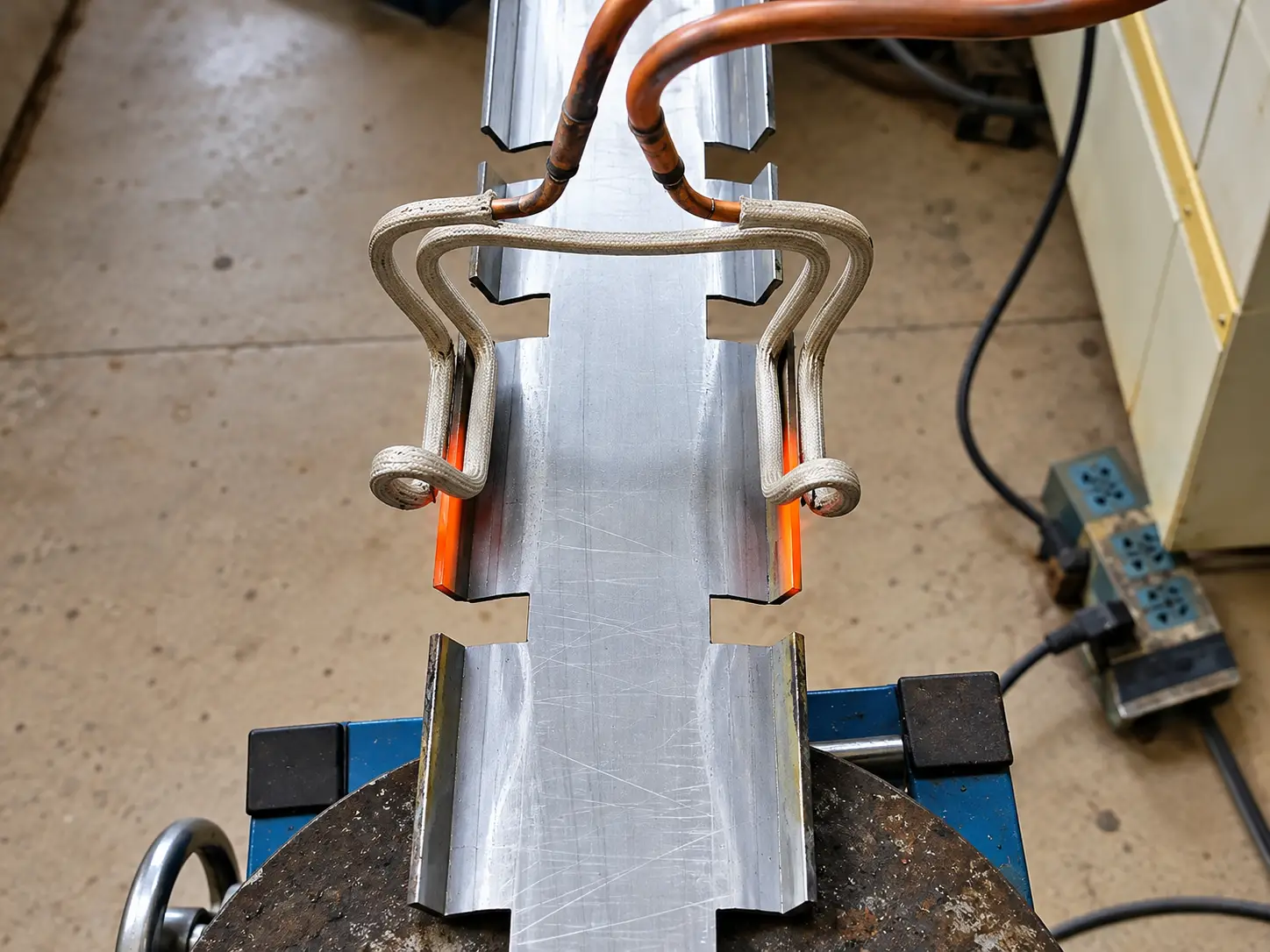 dual side induction heating notched steel profile