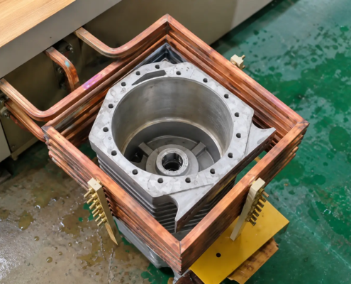 motor housing induction heating for shrink fitting